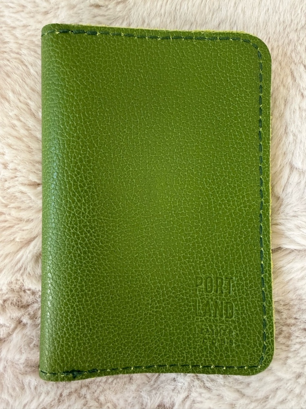 Portland Green Leather Card & passport holder
